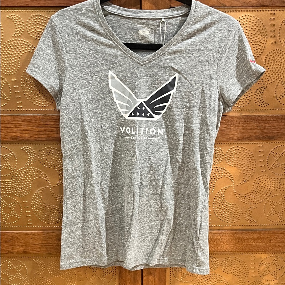 Puma Gray V-Neck Short Sleeve Tee